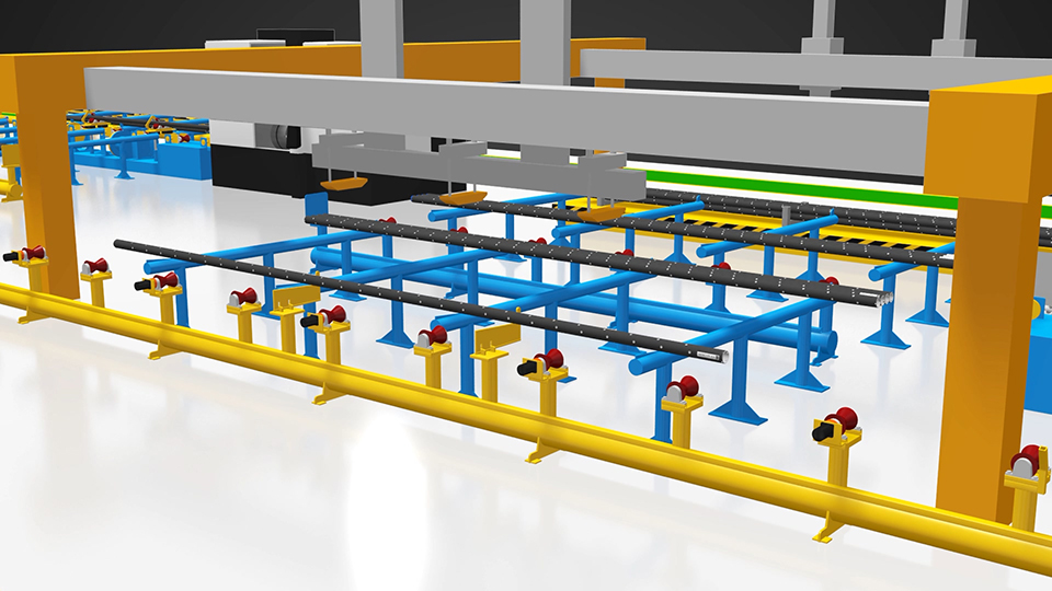 钢管加工流水线 三维产品动画